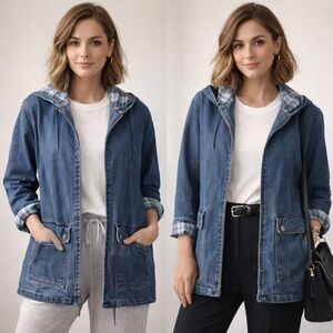 Vintage L.A. Blues Blue Jean Jacket with Plaid Lining